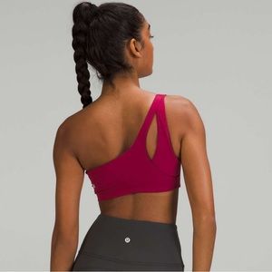 Lululemon Ribbed Nulu Asymmetrical Yoga Bra *Light Support A/B Cup (Pomegranate)